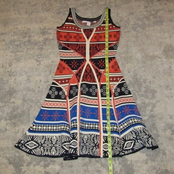 Diane Von Furstenberg Desert Bands Abstact Multi Color Fit & Flare Scuba Dress P - Picture 10 of 12